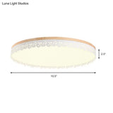 Nordic Ultra Thin Drum Flush Mount Led Light - Wood White Dia 10.5’/15’/19’ Bedroom Lighting