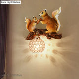 Nordic Vintage Style Resin Squirrel Crystal Led Wall Lamp Wall Lamp