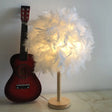 Nordic White Ball Nightstand Lamp With Feather Shade And Wood Base