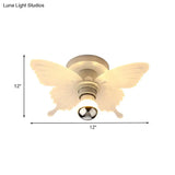 Nordic White Butterfly Led Flush Mount Lamp With Acrylic Shade – Corridor Lighting Fixture