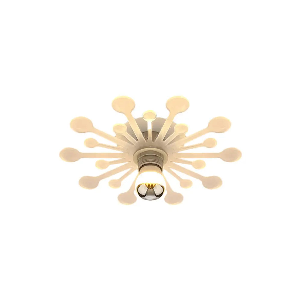 Nordic White Dandelion Led Semi Flush Ceiling Light With Acrylic Shade