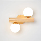Nordic White Glass Ball Rotating Wall Lamp With Wood Mount - Ideal For Bedroom Lighting