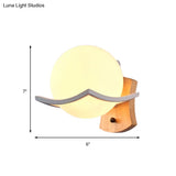 Nordic White Glass Globe Wooden Sconce For Living Room Lighting