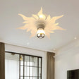 Nordic White Led Corridor Lamp With Sunflower Acrylic Shade - White/Warm Light Flush Mount Fixture /