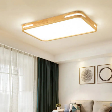 Nordic Wood Flush Mount Led Ceiling Light For Living Room