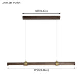 Nordic Wood Island Pendant Led Strip Light In Brown For Dining Table
