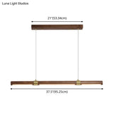 Nordic Wood Island Pendant Led Strip Light In Brown For Dining Table