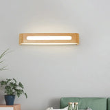 Nordic Wood Led Bathroom Vanity Wall Light - Rectangular Flush Mount Sconce (12/19.5/23.5 Wide) / 16