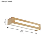 Nordic Wood Led Bathroom Vanity Wall Light - Rectangular Flush Mount Sconce (12/19.5/23.5 Wide)