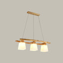 Nordic Wood Pendant Light With Glass Lampshade For Dining Table