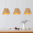 Nordic Wood Trapezoid Pendant With Height Adjustable Multi-Light - 3-Head Ceiling Hanging Fixture