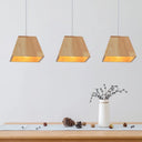 Nordic Wood Trapezoid Pendant With Height Adjustable Multi-Light - 3-Head Ceiling Hanging Fixture