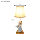 Nordic Yellow Cone Lamp With Pleated Fabric Shade - Stylish Desk Lighting Angel Deco (1 Light)