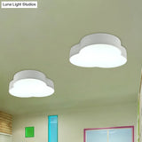 Nursery School Petals Flush Mount Lamp - Cartoon Acrylic Led Ceiling Light (White/Green)