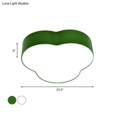 Nursery School Petals Flush Mount Lamp - Cartoon Acrylic Led Ceiling Light (White/Green)