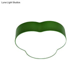 Nursery School Petals Flush Mount Lamp - Cartoon Acrylic Led Ceiling Light (White/Green)