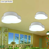 Nursery School Petals Flush Mount Lamp - Cartoon Acrylic Led Ceiling Light (White/Green)
