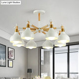 Nursing Room Chandelier: Torch Shaped Metal Pendant Light With 8-Bulb Macaron Style