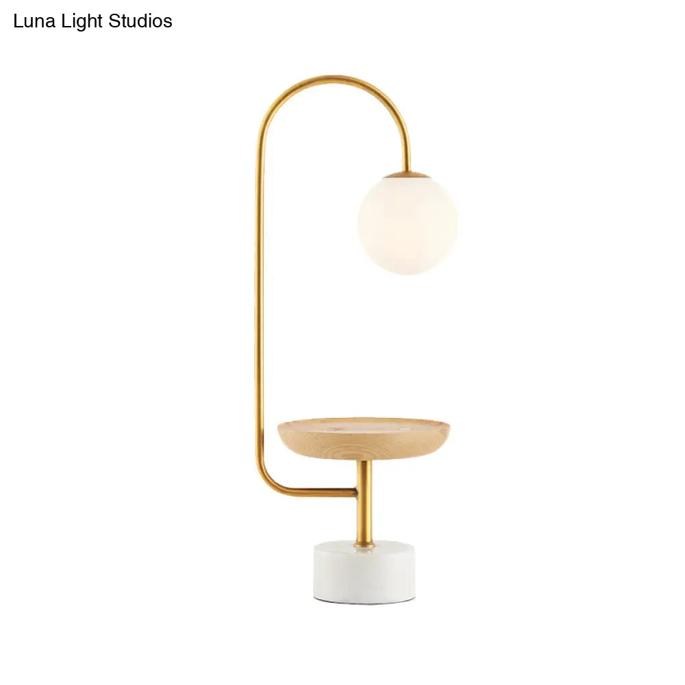 Opal Frosted Glass Asian Table Lamp Sphere Living Room Nightstand Light