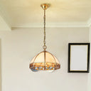 Opal Frosted Glass Dome Pendant Light - Colonial Beige 1-Head Hanging Fixture For Dining Room