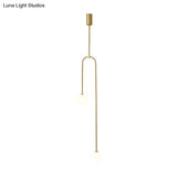 Opal Glass 2-Light Minimalistic Pendant Ceiling Light In Brass – Bedside Chandelier
