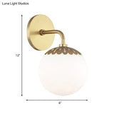 Opal Glass Ball Sconce Lighting: Colonial Wall Mounted Light Fixture In Gold