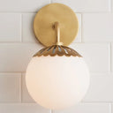Opal Glass Ball Sconce Lighting: Colonial Wall Mounted Light Fixture In Gold