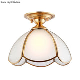 Opal Glass Brass Dome Ceiling Light Fixture – Perfect For Bedrooms