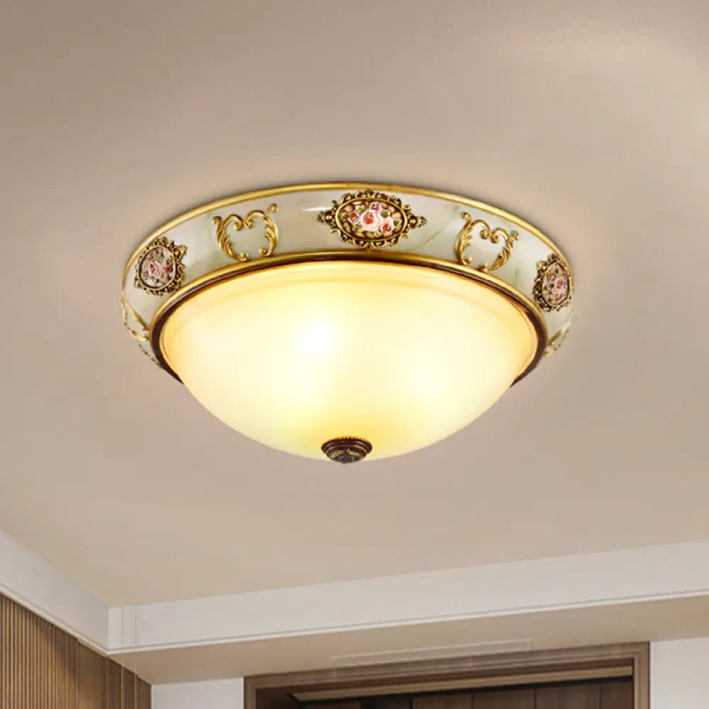 Opal Glass Brass Flush Mount Light With Rural Charm For Bedroom Ceiling 2 /