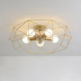 Opal Glass Geometric Semi Flush Gold Light Fixture For Industrial Bedroom - 3/4/5 Lights 5 /