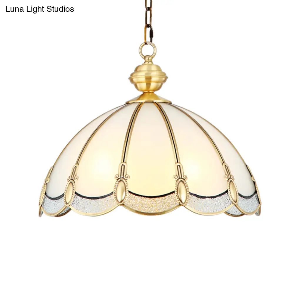 Opal Glass Gold Chandelier Umbrella Pendant Light Fixture For Dining Room