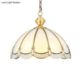 Opal Glass Gold Chandelier Umbrella Pendant Light Fixture For Dining Room