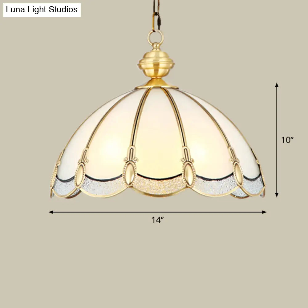 Opal Glass Gold Chandelier Umbrella Pendant Light Fixture For Dining Room