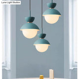 Opal Glass Hourglass Pendant Light With 1 Bulb - Ideal For Restaurants Available In Blue Pink And