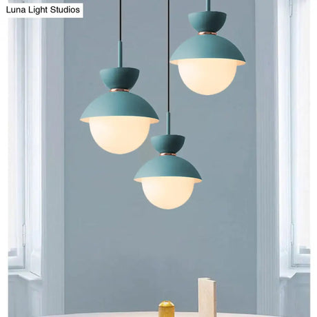 Opal Glass Hourglass Pendant Light With 1 Bulb - Ideal For Restaurants Available In Blue Pink And