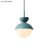 Opal Glass Hourglass Pendant Light With 1 Bulb - Ideal For Restaurants Available In Blue Pink And