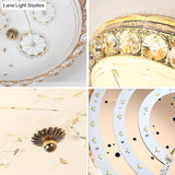 Opal Glass Led Ceiling Light With Crystal Accent In Modern Bowl Design