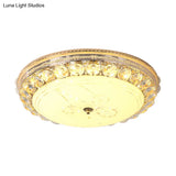 Opal Glass Led Ceiling Light With Crystal Accent In Modern Bowl Design