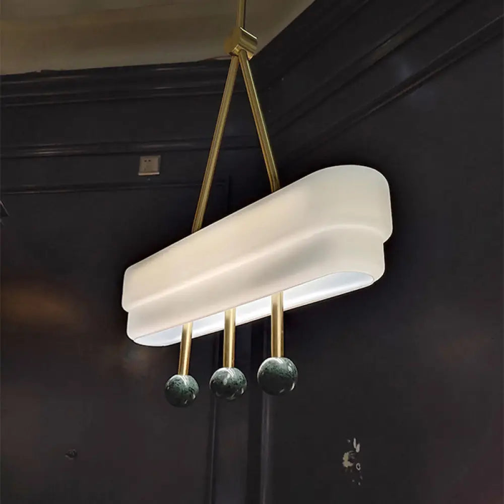 Nordic Opal Glass Pendant Led Lighting Kit For Dining Room - White/Warm Light