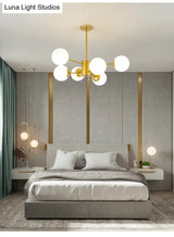 Opal Glass Living Room Ceiling Chandelier: Modern Minimalistic Suspension Lamp
