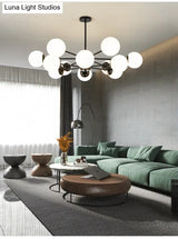 Opal Glass Living Room Ceiling Chandelier: Modern Minimalistic Suspension Lamp