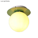 Opal Glass Modern Flushmount Ceiling Lamp With Multi-Color Canopy
