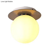 Opal Glass Modern Flushmount Ceiling Lamp With Multi-Color Canopy