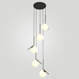 Opal Glass Multi-Light Pendant With Minimalist Sphere Design – Stylish Metal Arm Suspension Lamp