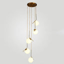 Opal Glass Multi-Light Pendant With Minimalist Sphere Design – Stylish Metal Arm Suspension Lamp