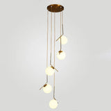 Opal Glass Multi-Light Pendant With Minimalist Sphere Design – Stylish Metal Arm Suspension Lamp