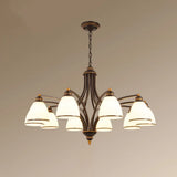 Opal Glass Pendant Light Fixture - Classic Bell Chandelier For Living Room 10 / Black