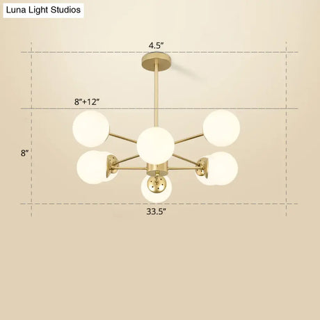 Opal Glass Radial Chandelier - Postmodern Pendant Light For Living Room
