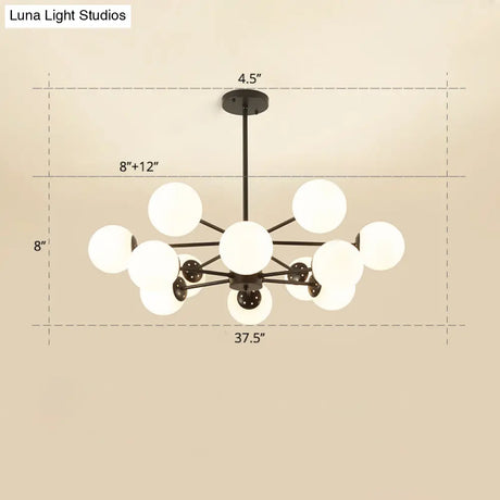 Opal Glass Radial Chandelier - Postmodern Pendant Light For Living Room
