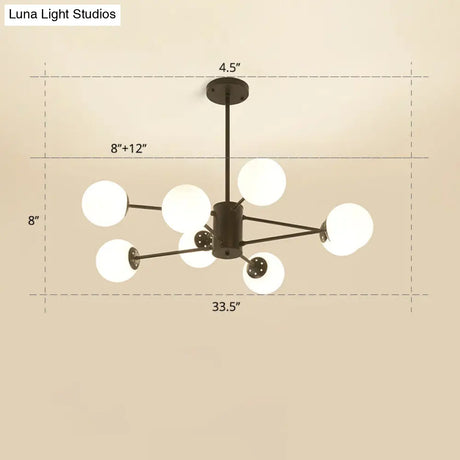 Opal Glass Radial Chandelier - Postmodern Pendant Light For Living Room